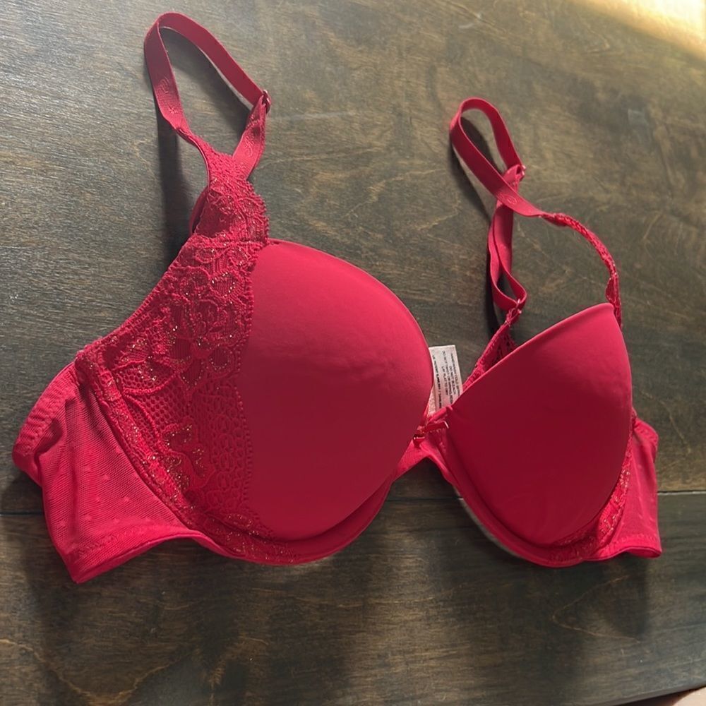 Vintage Victoria’s Secret Angel signature lined demi  red bra 34B - Picture 7 of 12